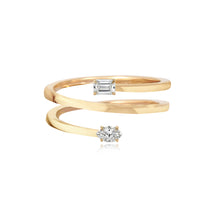 Load image into Gallery viewer, Two Solitaire Diamond Triple Gold Swirl Ring
