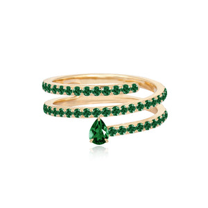 Solitaire Gemstone Pave Swirl Ring