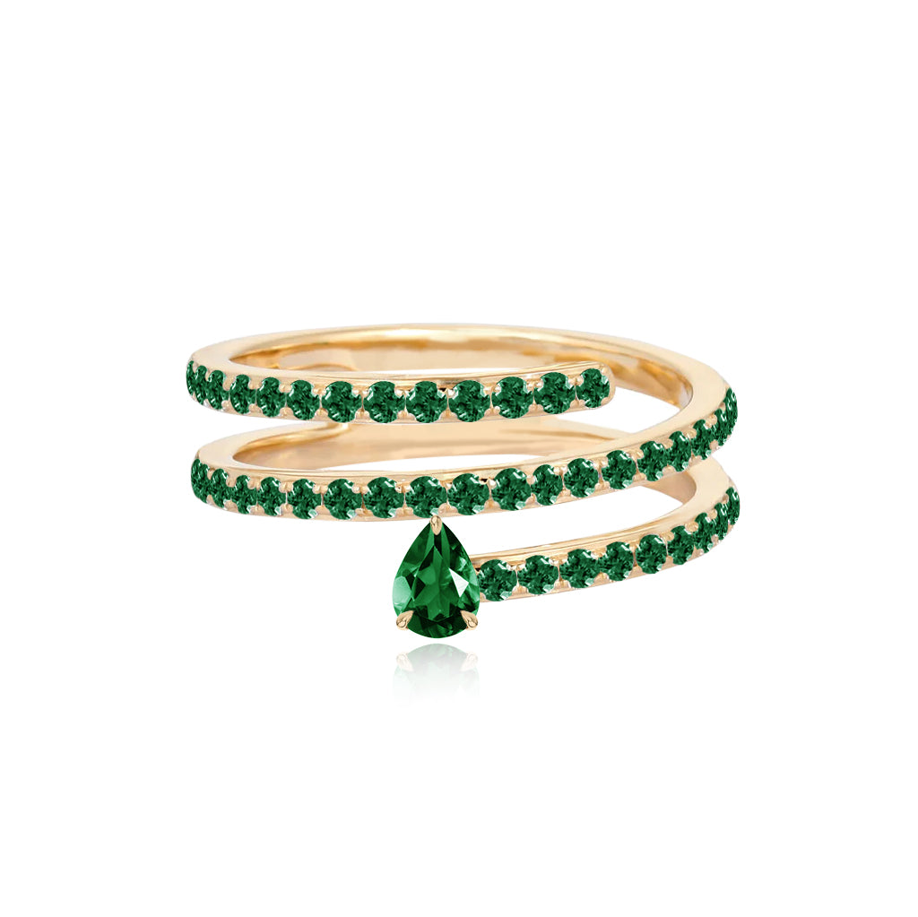 Solitaire Gemstone Pave Swirl Ring