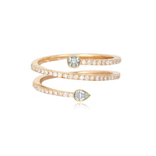 Load image into Gallery viewer, Two Bezel Solitaire Diamond Triple Pave Swirl Ring
