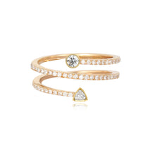 Load image into Gallery viewer, Two Bezel Solitaire Diamond Triple Pave Swirl Ring
