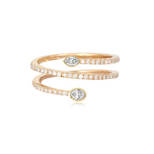 Load image into Gallery viewer, Two Bezel Solitaire Diamond Triple Pave Swirl Ring
