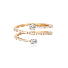 Load image into Gallery viewer, Two Solitaire Diamond Triple Pave Wrap Ring
