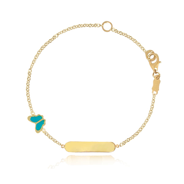 Girls Enamel Butterfly Id Bracelet