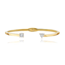 Load image into Gallery viewer, Two Diamonds Gold Cuff Bangle
