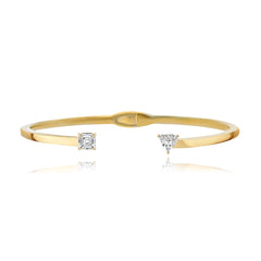 Two Diamonds Gold Cuff Bangle