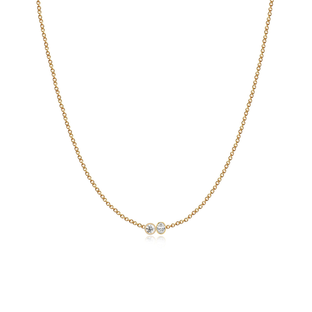 Two Diamonds Bezel Necklace