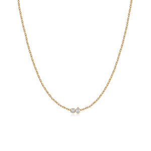 Two Diamonds Bezel Necklace