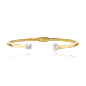 Two Diamonds Gold Cuff Bangle