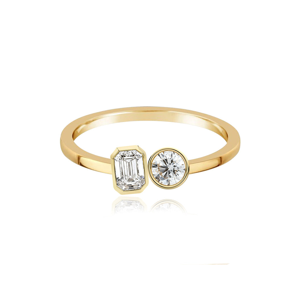 Two-Diamond Bezel Gold Ring