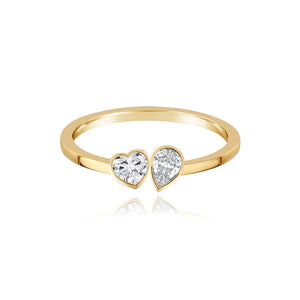 Two-Diamond Bezel Gold Ring