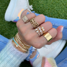Load image into Gallery viewer, Two-Diamond Bezel Gold Ring
