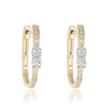 Load image into Gallery viewer, Two Diamonds Oval Hoops

