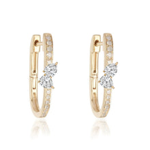 Load image into Gallery viewer, Two Diamonds Oval Hoops
