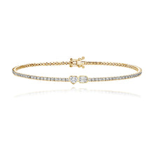 Load image into Gallery viewer, Two-Diamonds Bezel Tennis Bracelet
