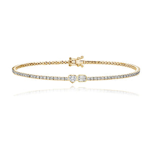 Two-Diamonds Bezel Tennis Bracelet