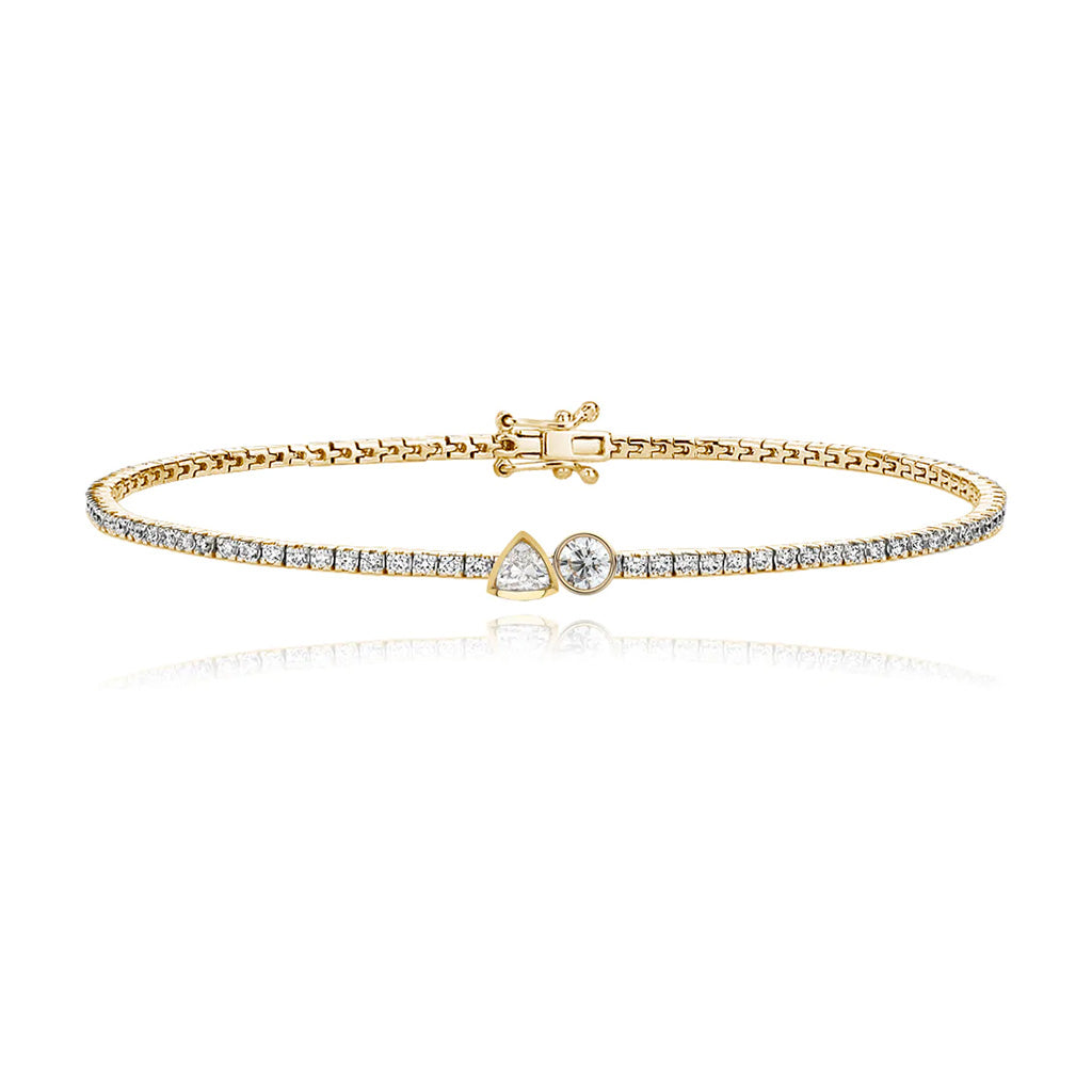 Two-Diamonds Bezel Tennis Bracelet