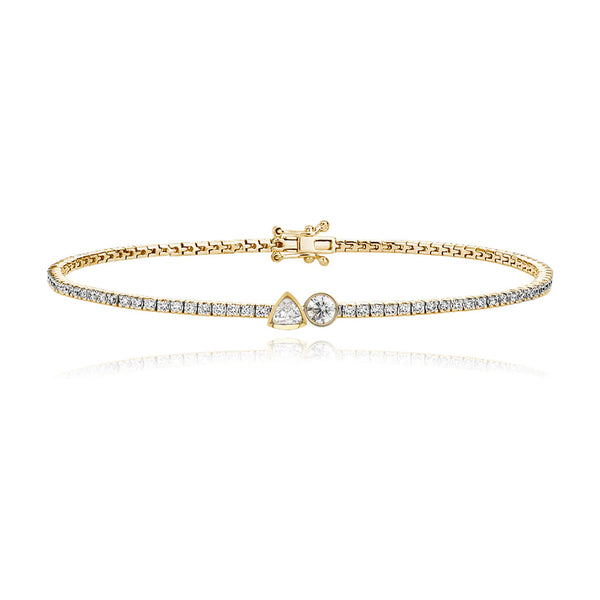 Two diamond tennis bracelet in 14k gold, perfect for personalized luxury jewelry styling.