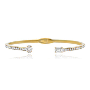 Two Diamonds  Pave Cuff Bangle
