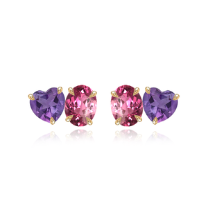 Medium Two-Gemstones Earrings