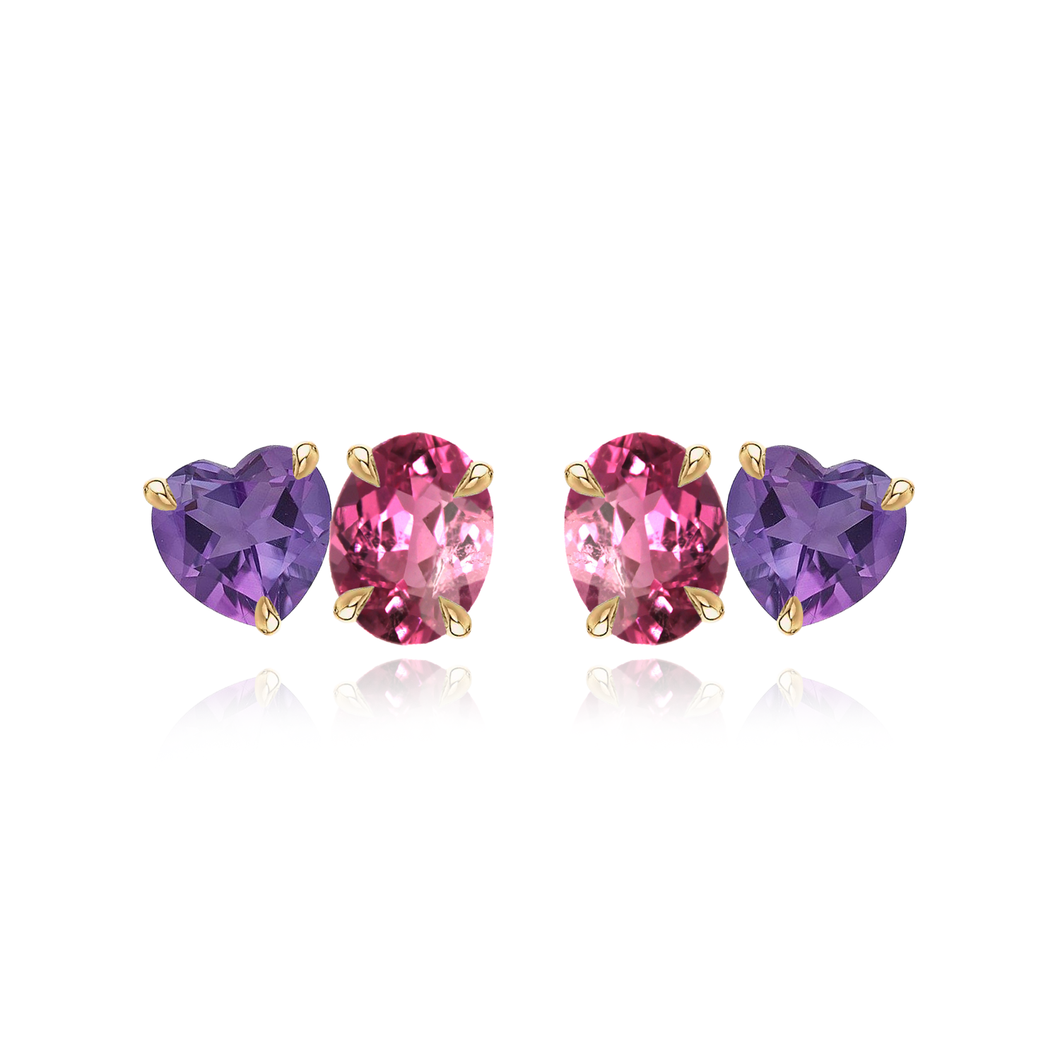 Medium Two-Gemstones Earrings