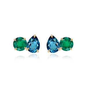 Medium Two-Gemstones Earrings