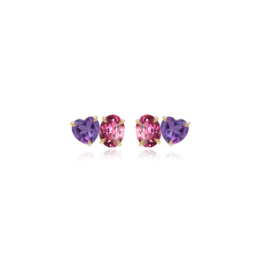 Small Two-Gemstones Earrings