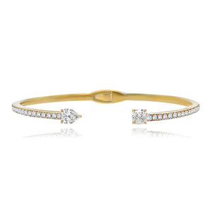 Two Diamonds  Pave Cuff Bangle