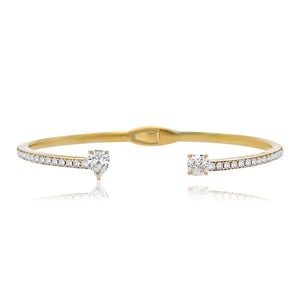 Two Diamonds  Pave Cuff Bangle