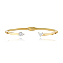 Load image into Gallery viewer, Two Diamonds Gold Cuff Bangle

