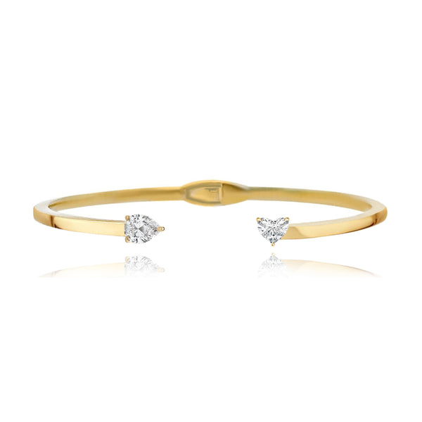 Two Diamonds Gold Cuff Bangle