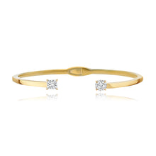 Load image into Gallery viewer, Two Diamonds Gold Cuff Bangle
