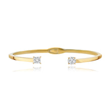 Load image into Gallery viewer, Two Diamonds Gold Cuff Bangle
