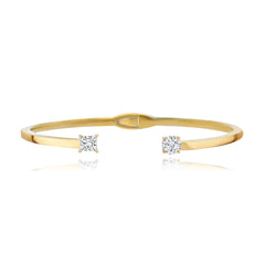 Two Diamonds Gold Cuff Bangle