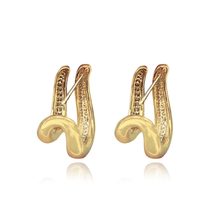 Load image into Gallery viewer, Two Wave Pave Gold Hoop Earrings
