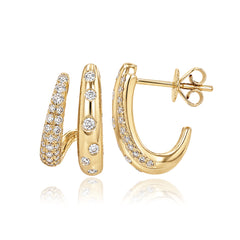 Two Wave Pave and Scattered Diamonds Wrap Earrings