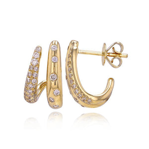 Two Wave Pave and Scattered Diamonds Wrap Earrings