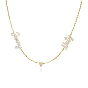 Two Diamond Names and Charm Necklace