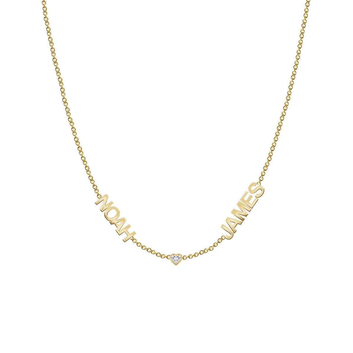 Multiple Cutout Gold Names and Multi Shape Diamonds Necklace