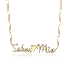 Load image into Gallery viewer, Two Pave Names Gold Charm Necklace
