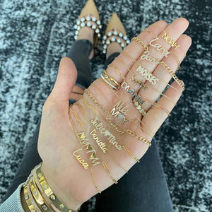 Two Gold Initials and Pave Heart Necklace