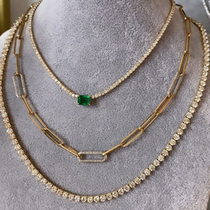 Emerald Cut Gemstone Tennis Necklace