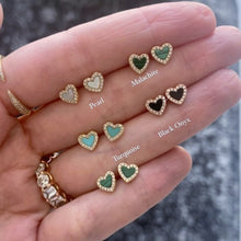 Load image into Gallery viewer, Pave Outline Stone Heart Studs
