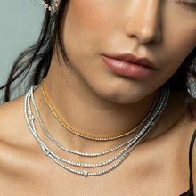 Load image into Gallery viewer, Five Spaced Multi Shape Diamond Tennis Necklace
