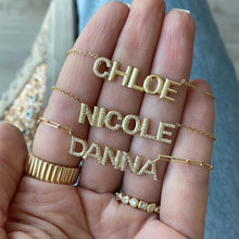 Load image into Gallery viewer, Large Pave Initial and Gold Name Necklace
