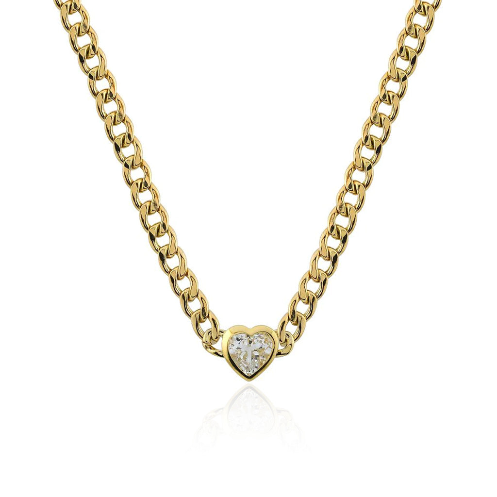 White Topaz Bezel Cuban Necklace