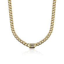 Load image into Gallery viewer, White Topaz Bezel Cuban Necklace
