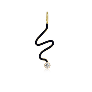 Wiggly Enamel Solitaire Diamond Charm