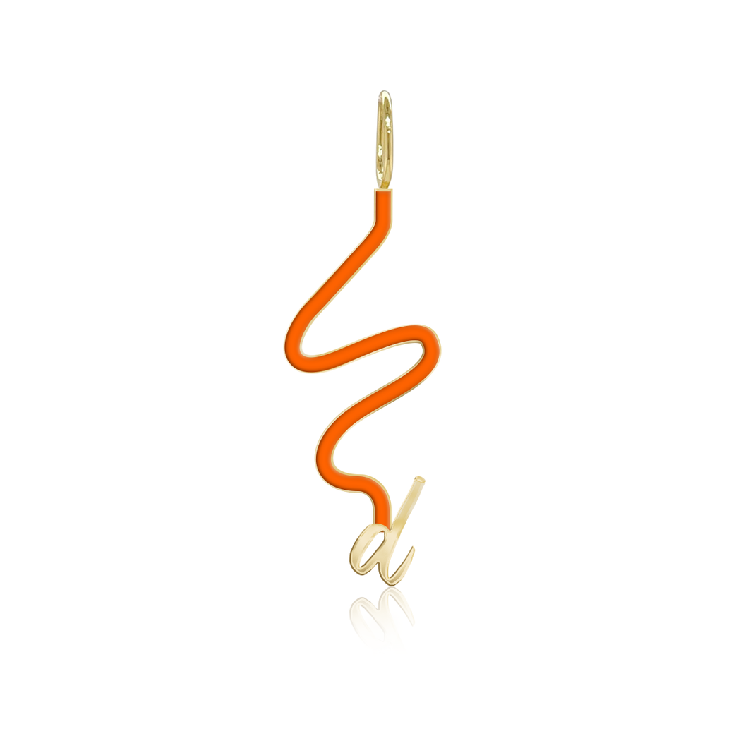 Wiggly Enamel Gold Initial Charm