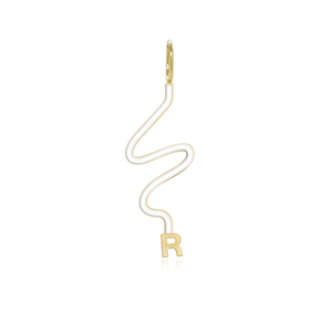 Wiggly Enamel Gold Initial Charm